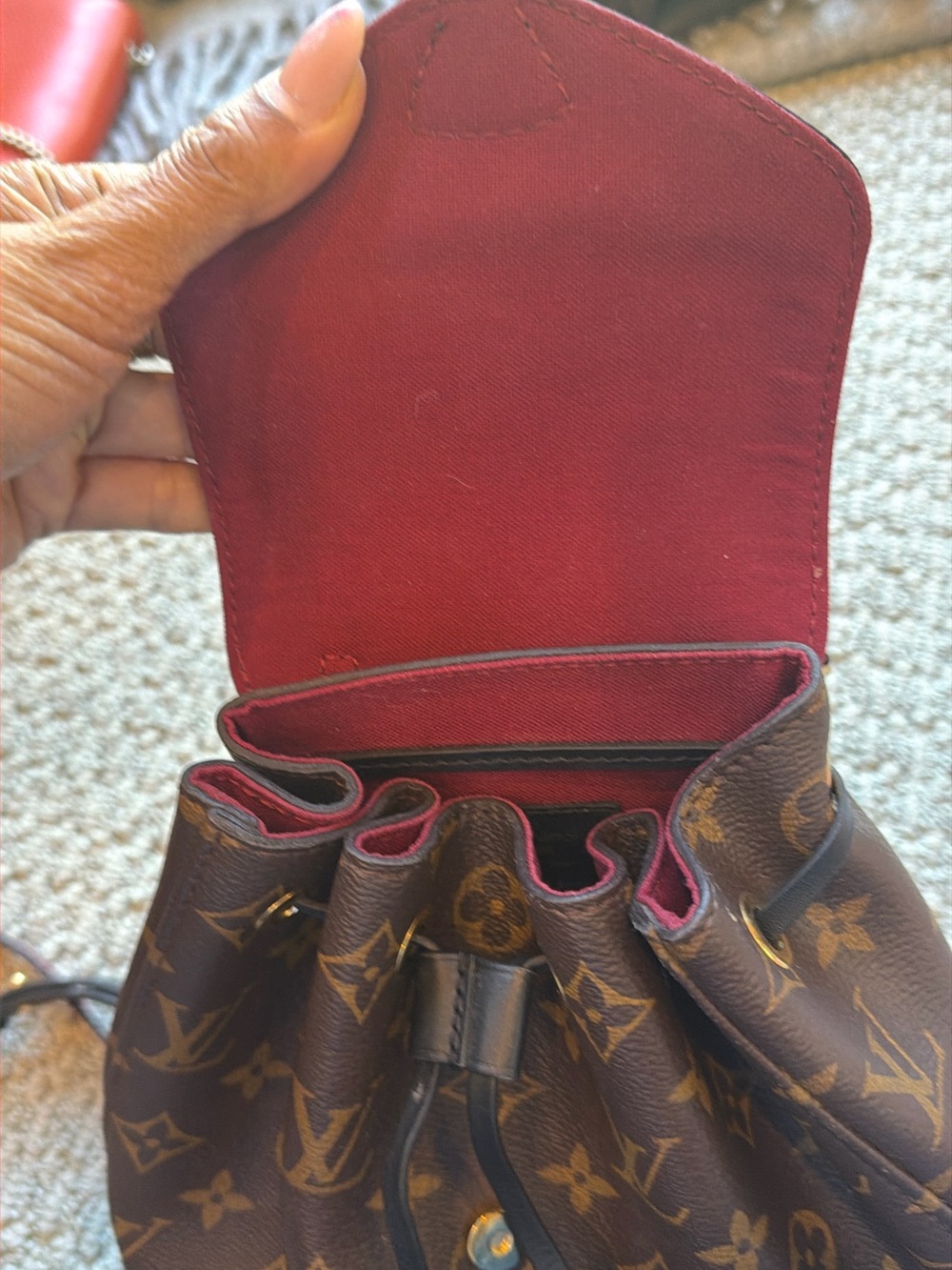Louis Vuitton Monogram Small Drawstring Backpack in Brown and Black - Picture 5 of 11